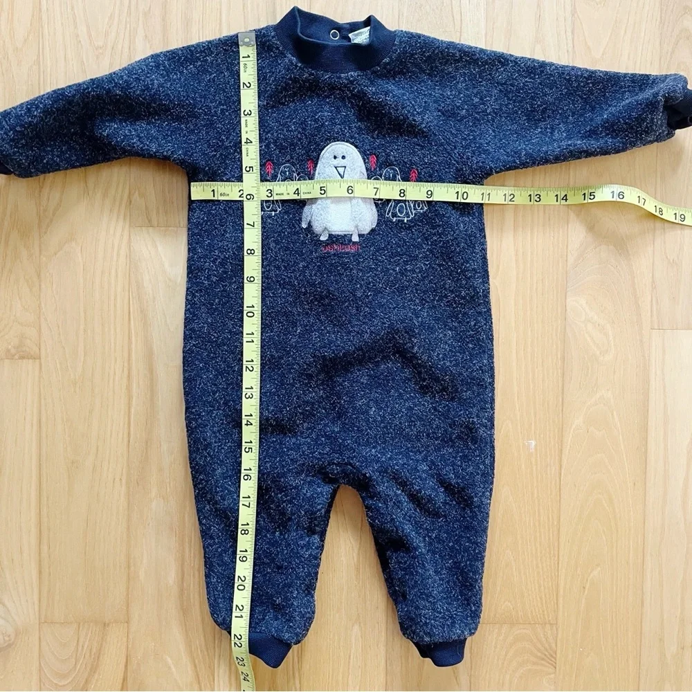 Vintage Oshkosh Mohair Blend One Piece Penguins Romper Size 12 Months